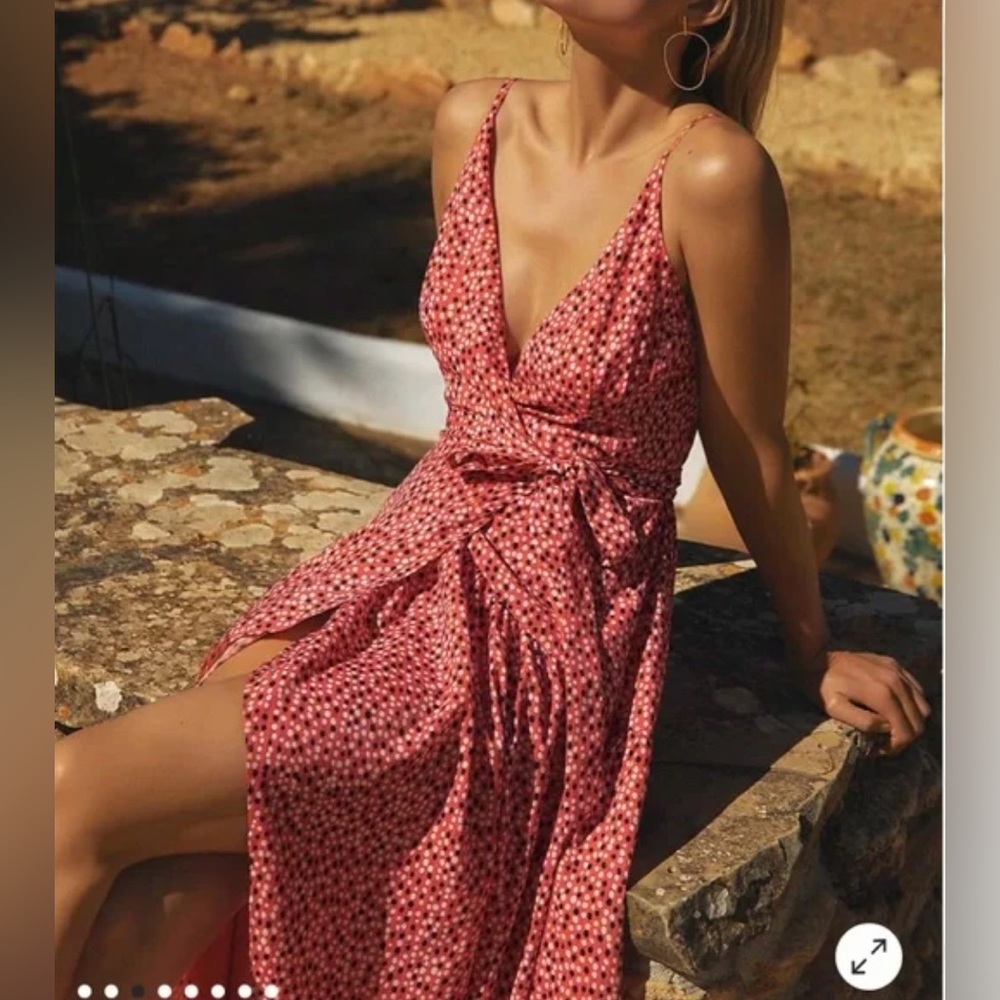Hutch Orange Polka Dot Wrap Dress